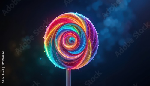 colorful lollipop on a black background