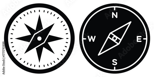 business direction compass icon vector set