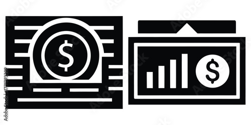 business finance icon vector set