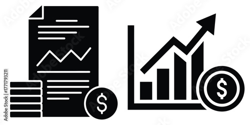 business finance plan icon vector set