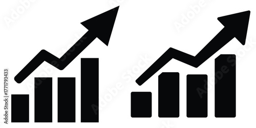 business growth arrow icon vector set