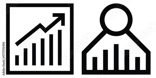 business growth plan icon vector set