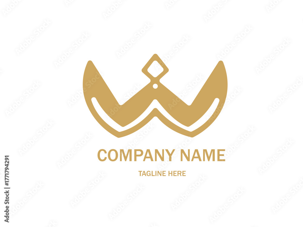 Obraz premium Letter w logo elegant gold Vector