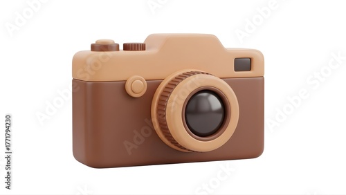 Vintage camera illustration retro photography equipment old style design photo icon art object 3d render on transparent background