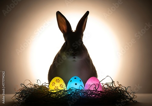 Easter Bunny with Glowing Eggs