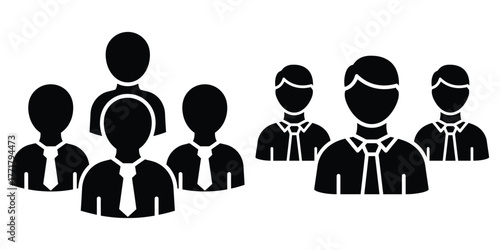 business management team icon vector set