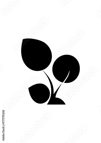 Flat design of a plant vector in black and white perfect for apps, website, logo or sign 