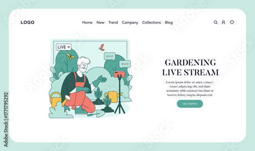 Gardening Live Stream Vector Illustration