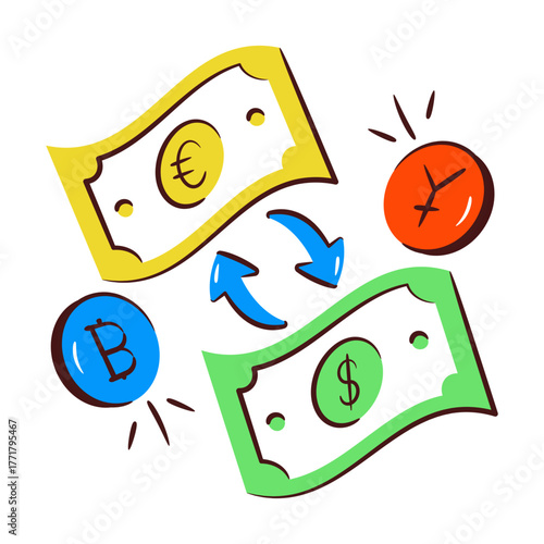 An editable design icon of money exchange