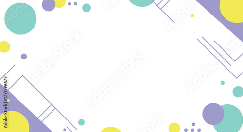 Modern Geometric Abstract Background Template with Pastel Circles, Lines, and Copy Space.