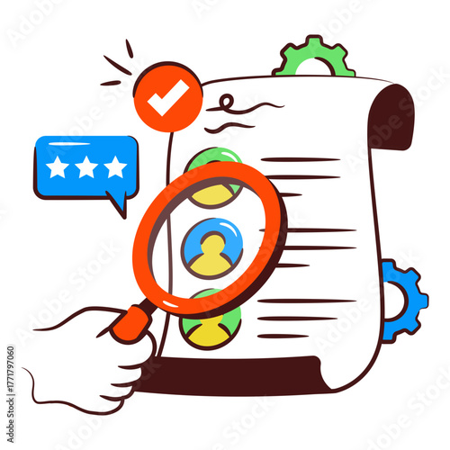 Avatar under magnifying glass, concept of headhunting