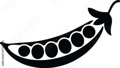 Pea pod vector illustration black and white food clip art icon