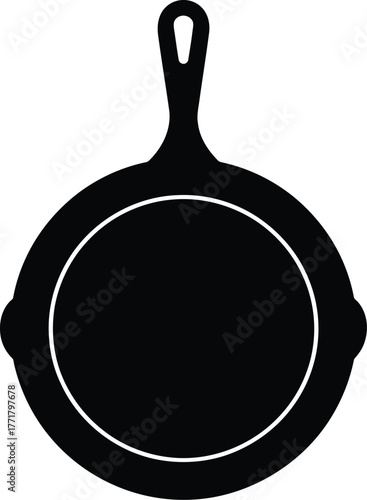 Cast iron skillet vector illustration cooking pan kitchenware
