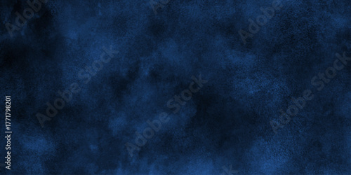 Dark blue background with particles. Monochrome background with neon blue smoke texture. Grunge overlay effect. Paper texture vintage black background.	