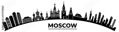 Moscow skyline silhouette on white background