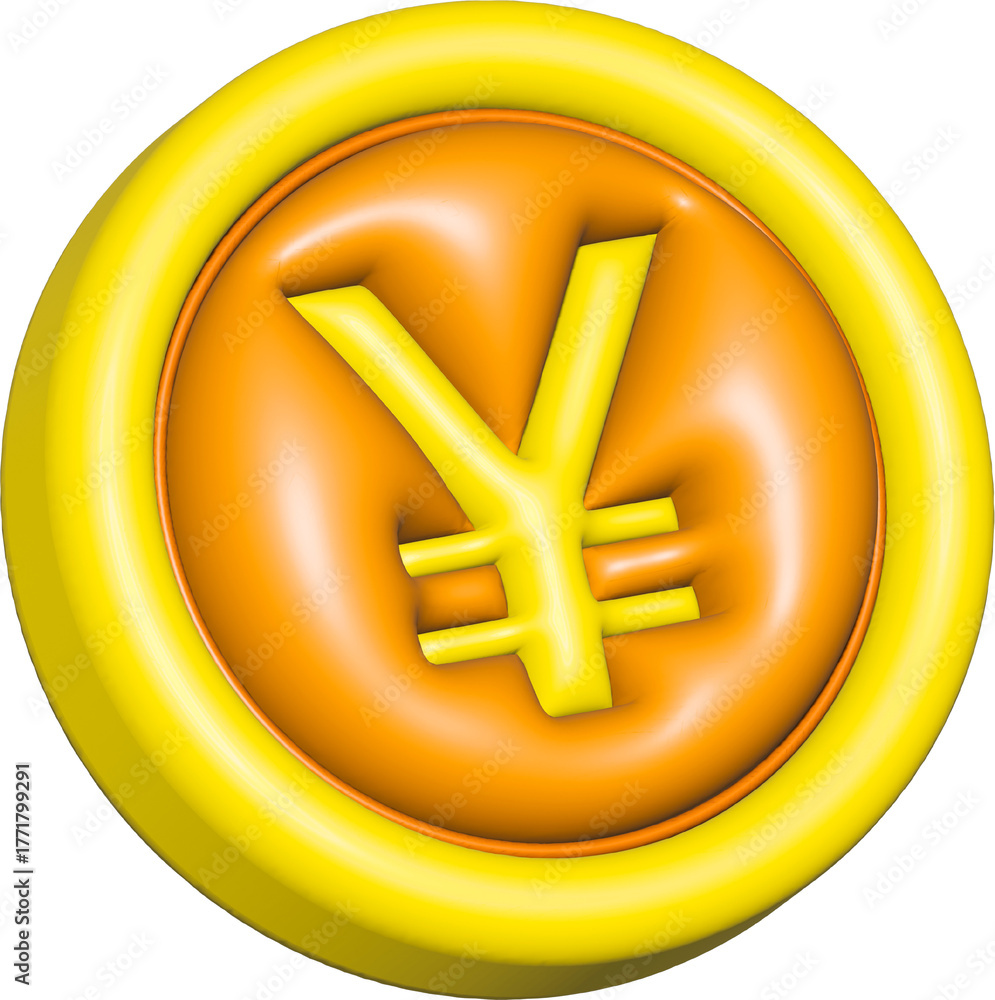 Obraz premium 3D Yen Currency Symbol on Gold Coin Icon