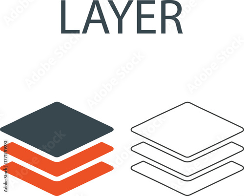 Layer Line art icons. It contains a 3D printer, modeling, filament, additive manufacturing, and more. Solid vector icons collection.