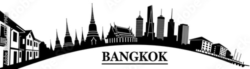 Bangkok skyline silhouette on white background