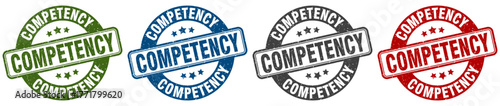 competency stamp. competency round stamp set isolated on white background