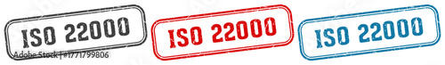 iso 22000 stamp. iso 22000 rectangular stamp set isolated on white background