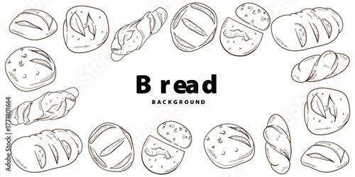 Bread background vector illustration in hand drawn design. isolated on white background