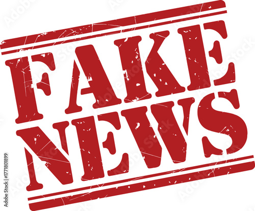 Fake news red stamp concept for disinformation and misinformation