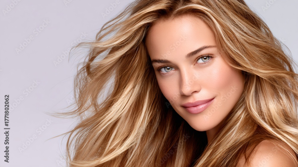 Fototapeta premium Beautiful woman with long flowing blonde hair