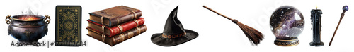 PNG Mystical witchcraft tools collection, element set on transparent background