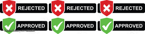 Approved and Rejected Labels with Check and Cross Icons for Decision and Validation