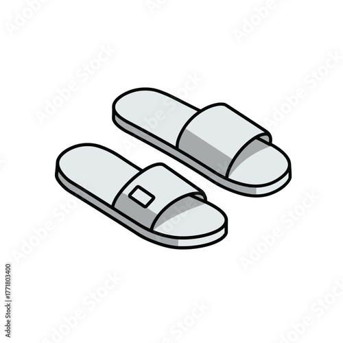 Minimalist isometric sandals design with monochrome aesthetic