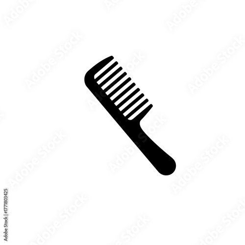 Simple black comb icon on white background for hair styling concepts
