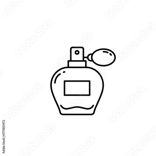 Linear perfume bottle design with atomizer on white background
