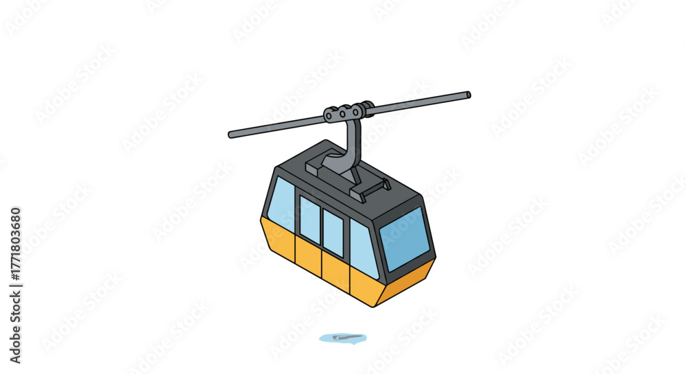 Fototapeta premium Isometric cable car with minimalist design on white background