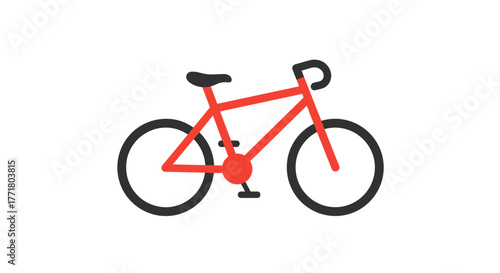 Minimalist red bicycle icon on white background for cycling enthusiasts