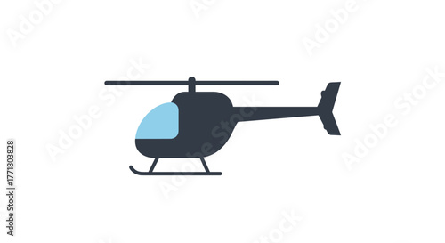 Simple flat helicopter design in blue and black