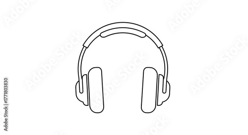 Outline drawing of modern headphones in minimalistic style