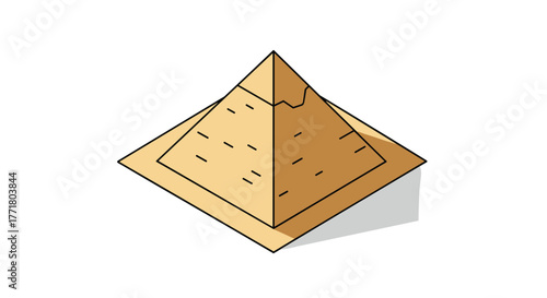 Isometric pyramid design with shadow on white background