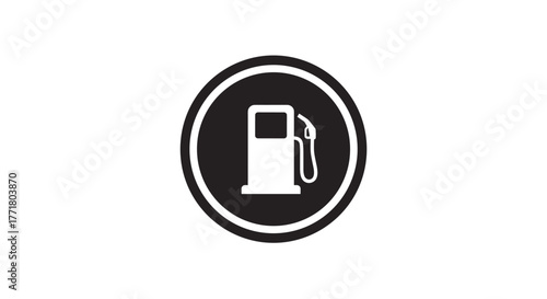 Monochrome fuel pump icon in simple circular design