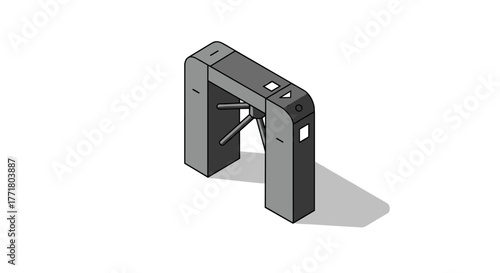 Isometric turnstile design modern security entrance system with shadow