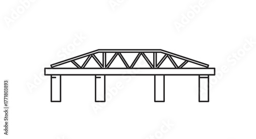 Simple linear bridge design with trusses and piers in minimalist style