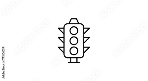 Minimalist traffic light symbol in linear design for urban and transportation concepts
