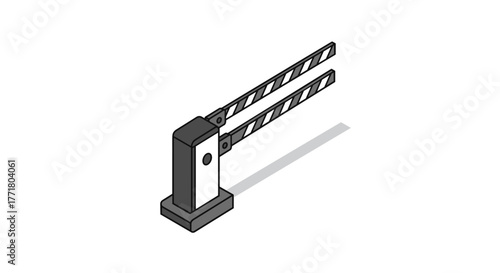 Isometric parking barrier gate with reflective stripes for security systems