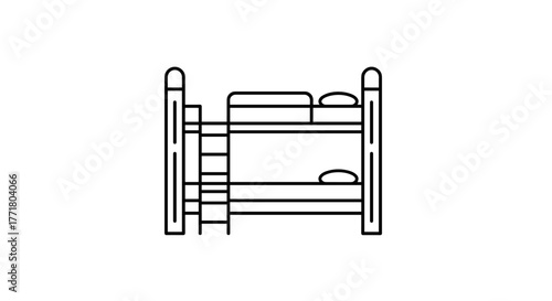 Minimalistic bunk bed design with ladder in black and white linear style