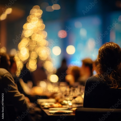 A Cozy Gathering with a Beautifully Lit Christmas Tree Enhancing the Ambiance and Joyful Spirit of the Festive Celebration