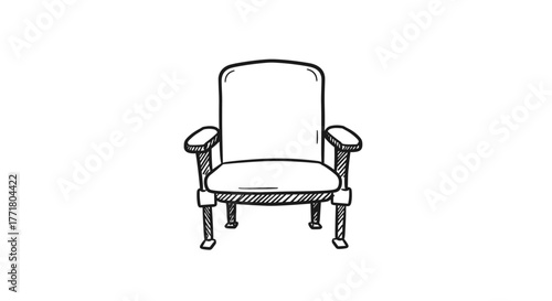 Hand drawn sketch of elegant armchair on white background
