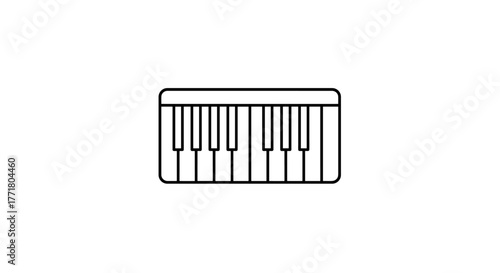 Minimalistic linear keyboard icon art for music and tech design