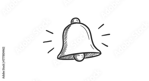 Hand drawn bell sketch with minimalist style and simplistic design