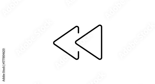Minimalist line art rewind button icon for multimedia controls