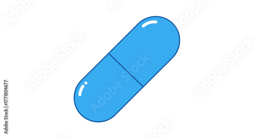 Minimalist blue capsule icon on white background for pharmacy and healthcare designs
