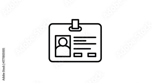 Simple linear id badge icon for identification and security applications